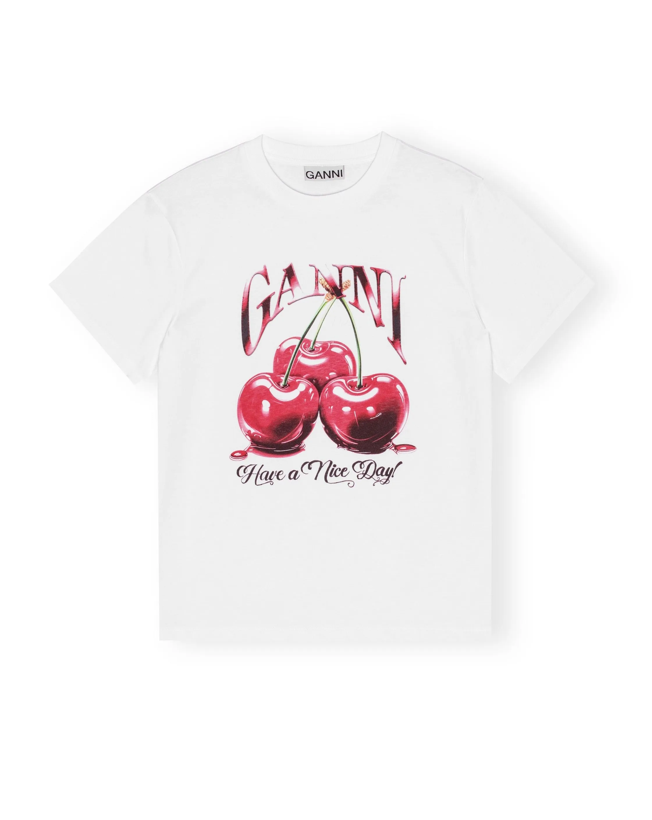 Basic Jersey Cherry Relaxed T-Shirt - Bright White