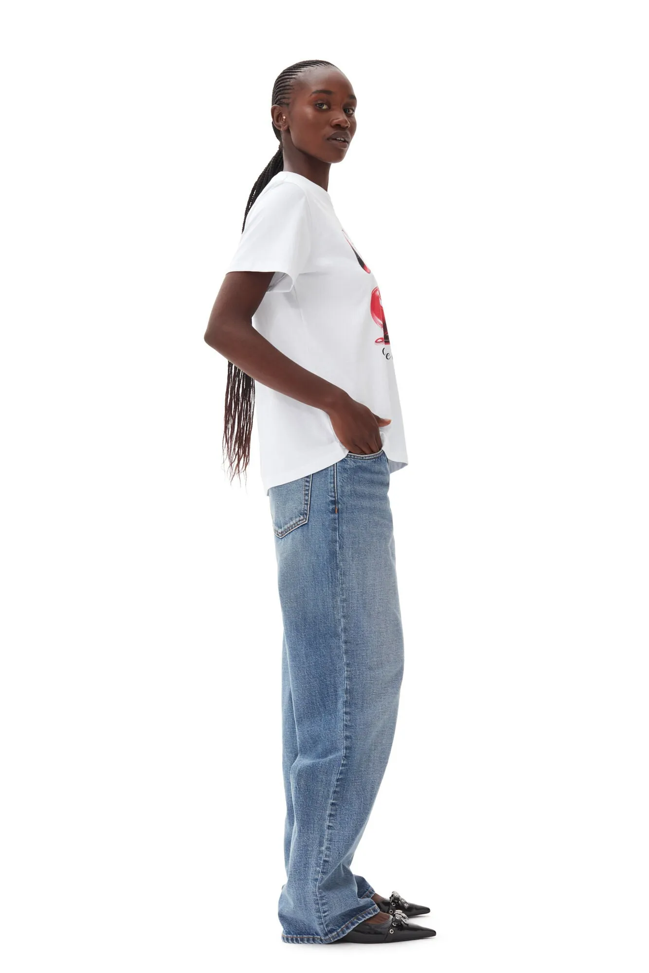 Basic Jersey Cherry Relaxed T-Shirt - Bright White