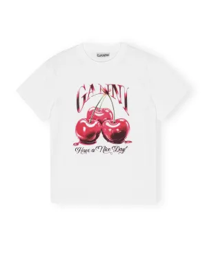 Basic Jersey Cherry Relaxed T-Shirt - Bright White