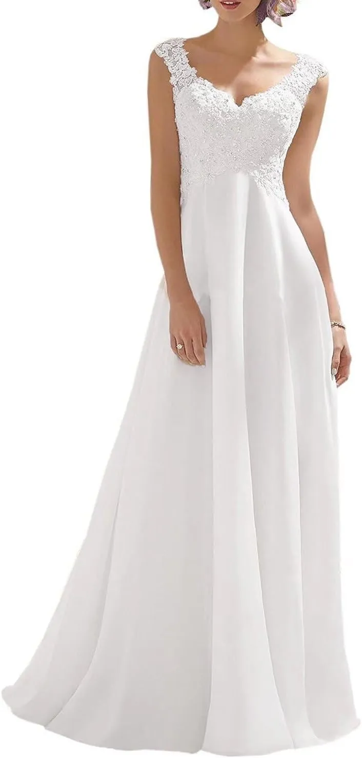Beach Wedding Dresses for Bride High Low Sequins Sleeveless Pleated Sweetheart Long Bridal Gowns for Women