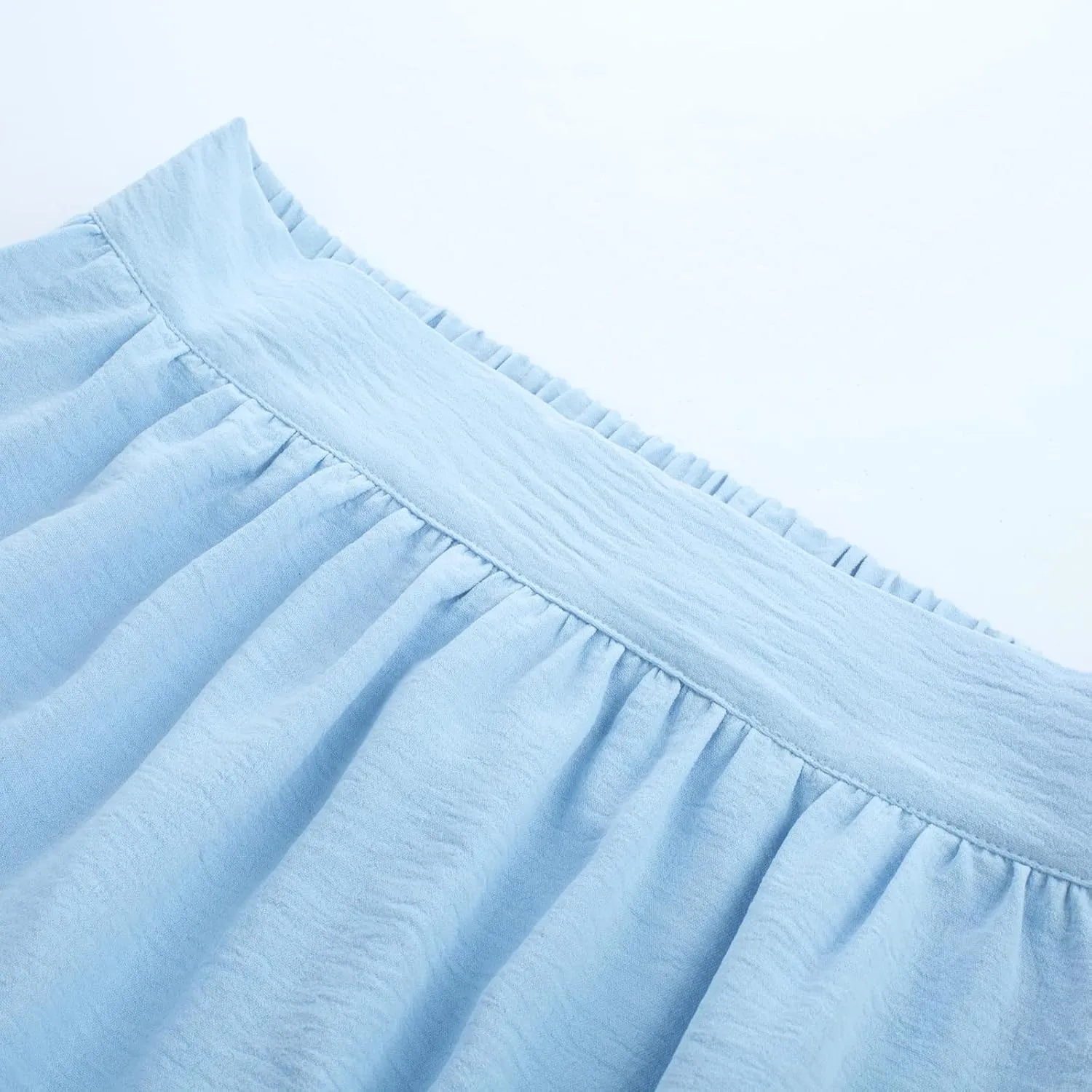 Belle Poque Women's Midi Skirt Boho Flowy Spring Summer Elastic Waist Aline Ruffle Lace Tiered Skirt with Pockets 2025