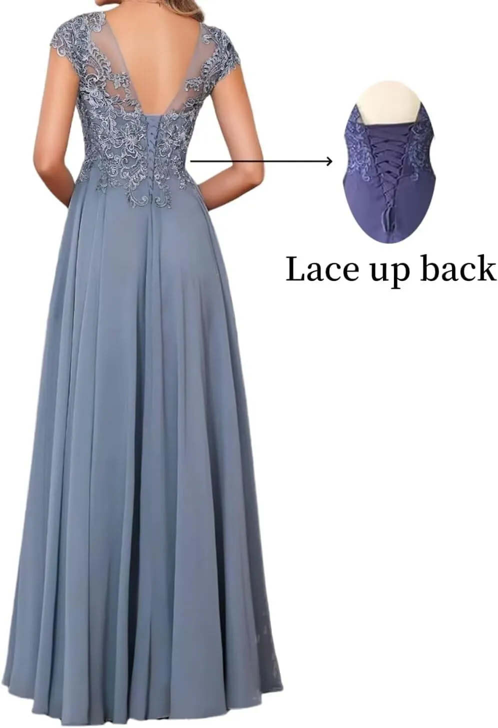 Cap Sleeves Mother of The Bride Dresses for Women Lace Applique Scoop Neck Mother of The Bride Dress for Wedding