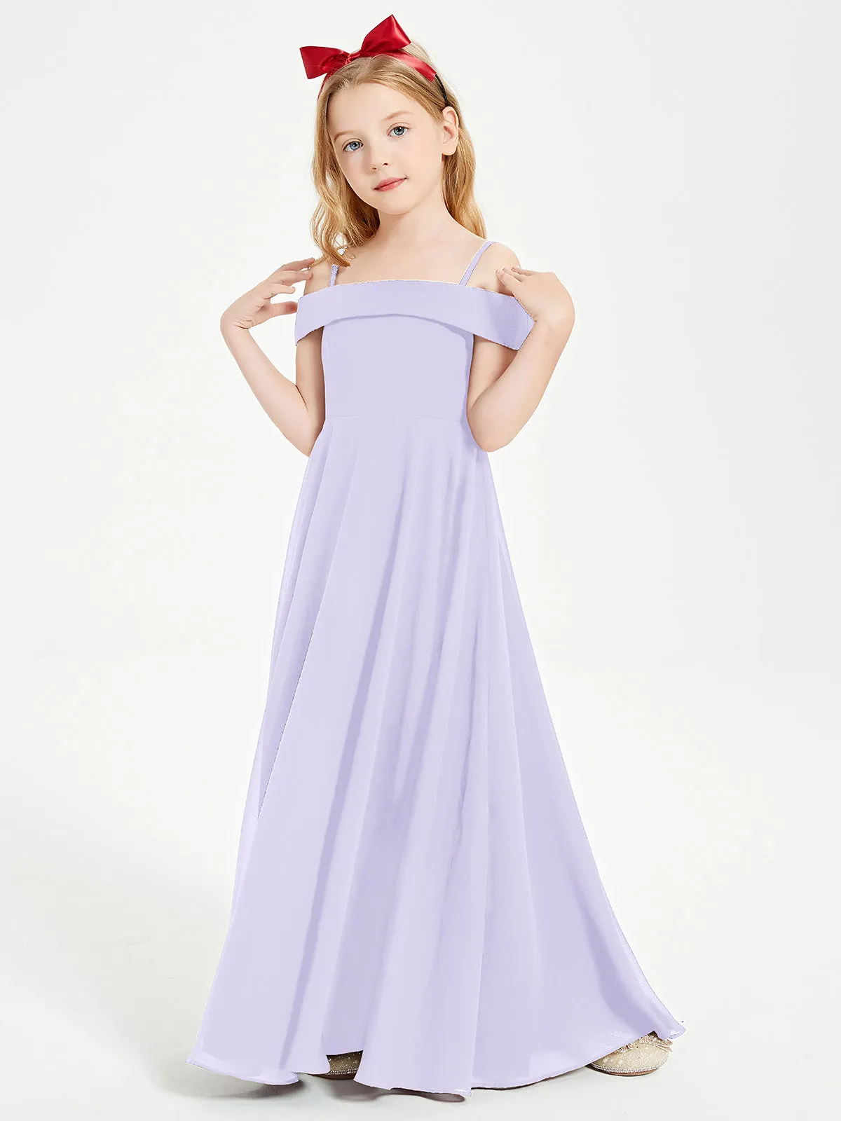Chic Junior Bridesmaid Dresses Off the Shoulder Lilac
