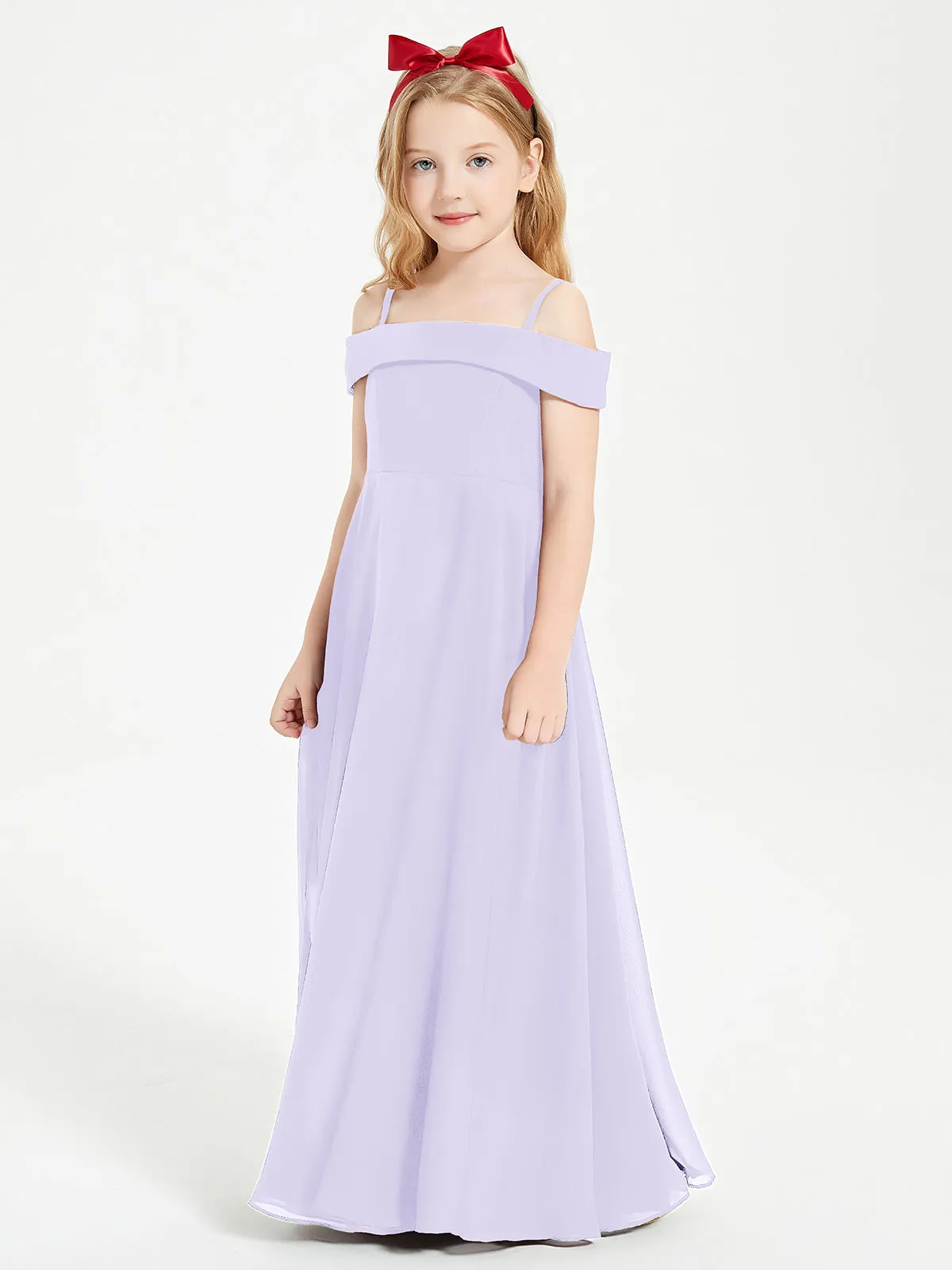 Chic Junior Bridesmaid Dresses Off the Shoulder Lilac