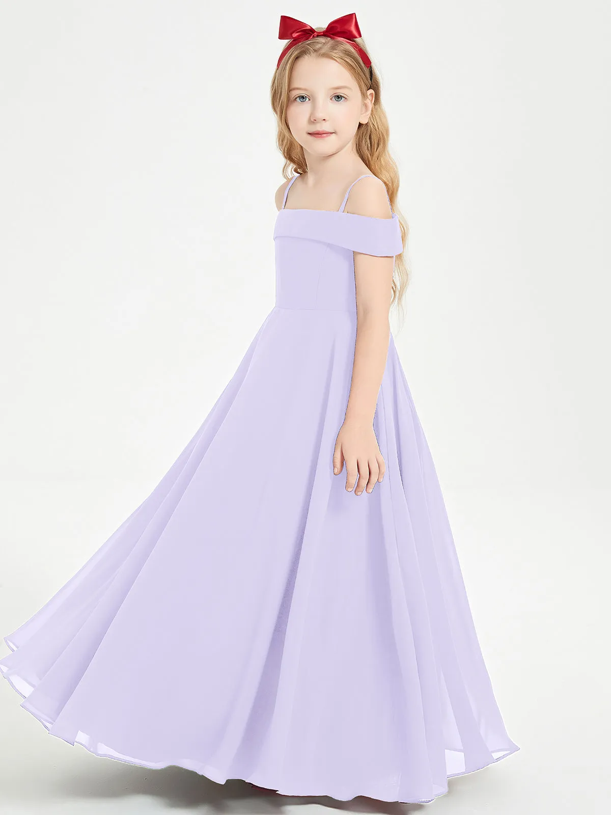 Chic Junior Bridesmaid Dresses Off the Shoulder Lilac