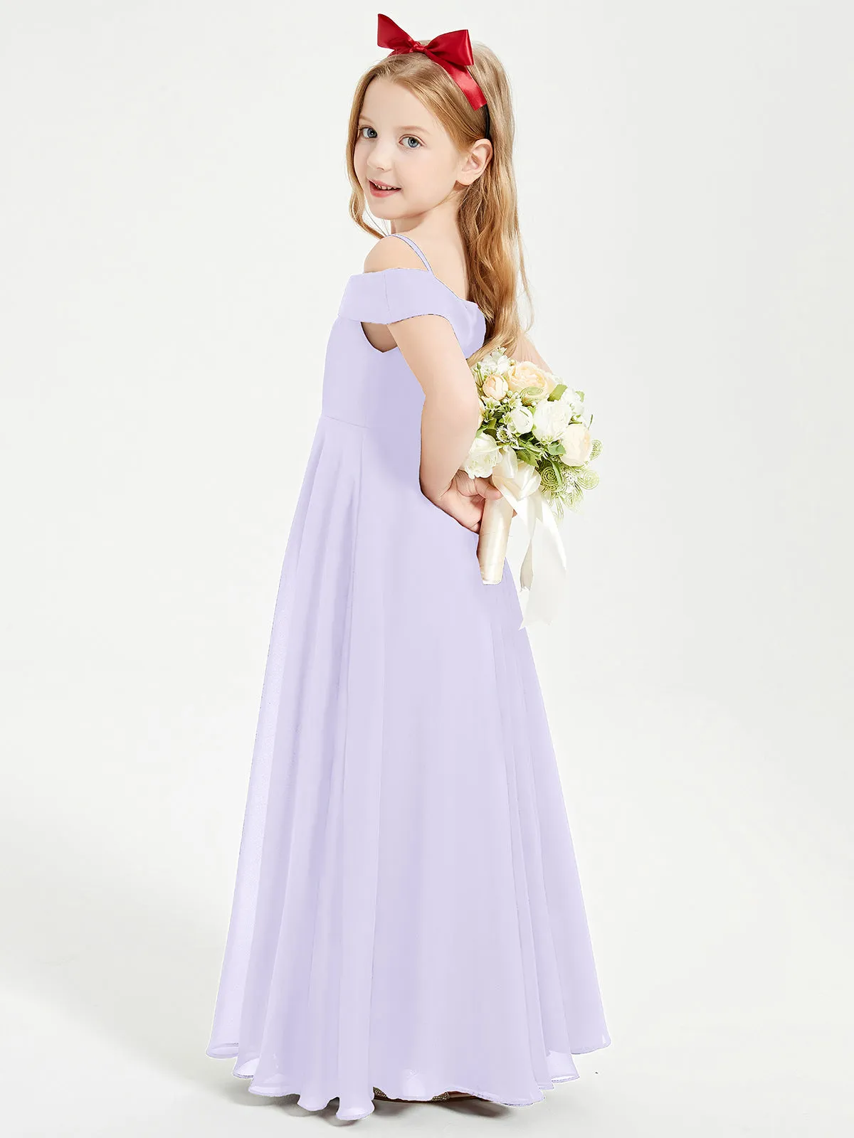 Chic Junior Bridesmaid Dresses Off the Shoulder Lilac