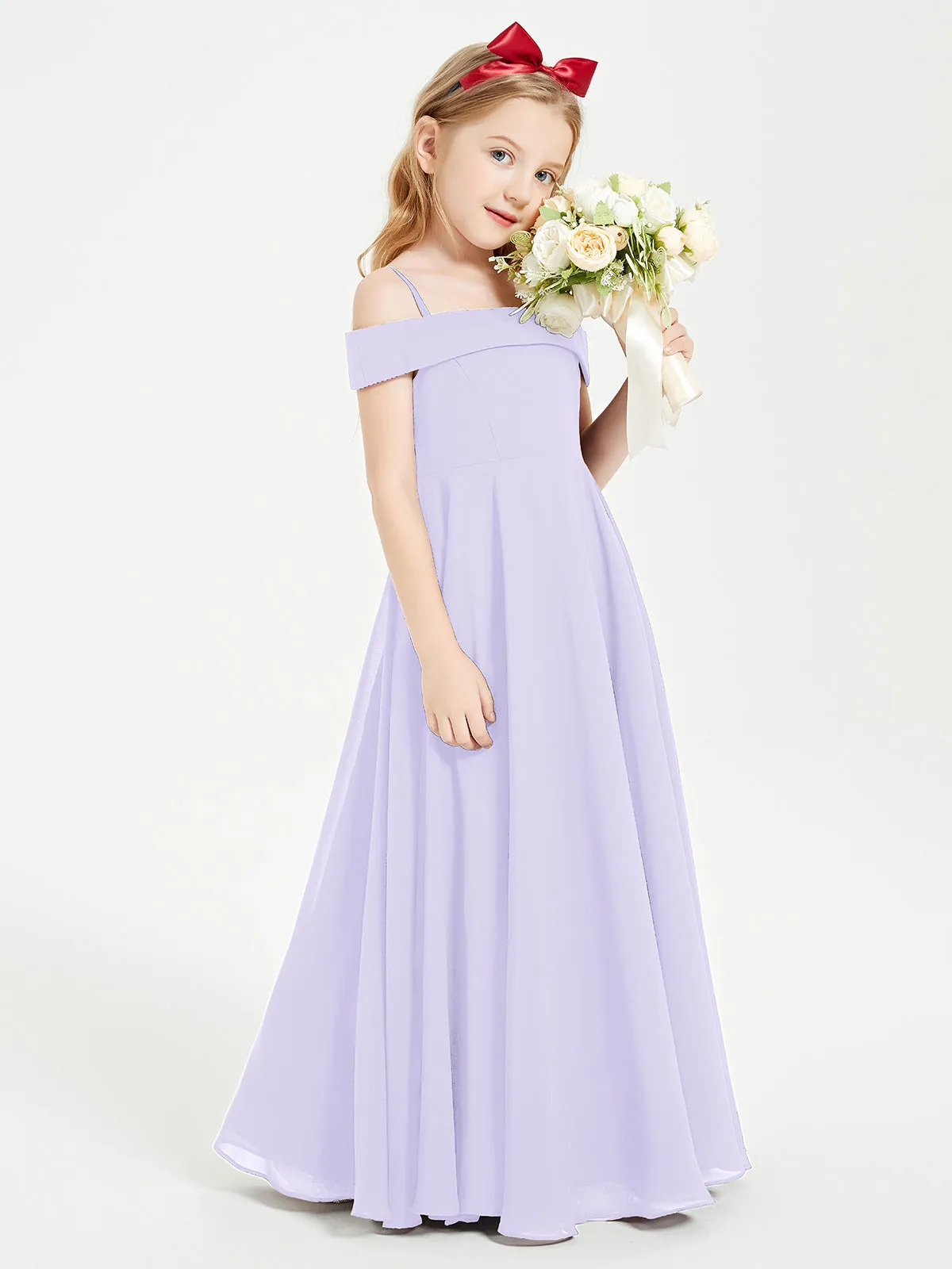 Chic Junior Bridesmaid Dresses Off the Shoulder Lilac