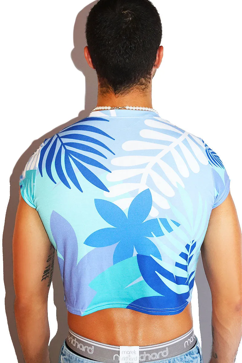 Cool Jungle All Over Fitted Crop Tee- Blue