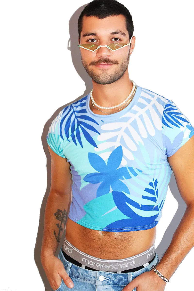 Cool Jungle All Over Fitted Crop Tee- Blue