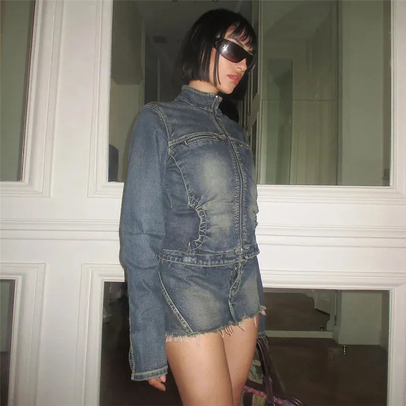 Denim Jacket/Mini Skirt Set