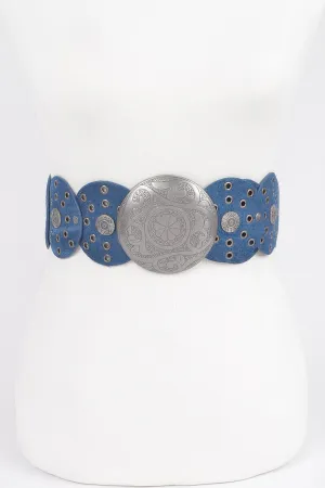 Denim Multi Eyelet Rounds Western Belt
