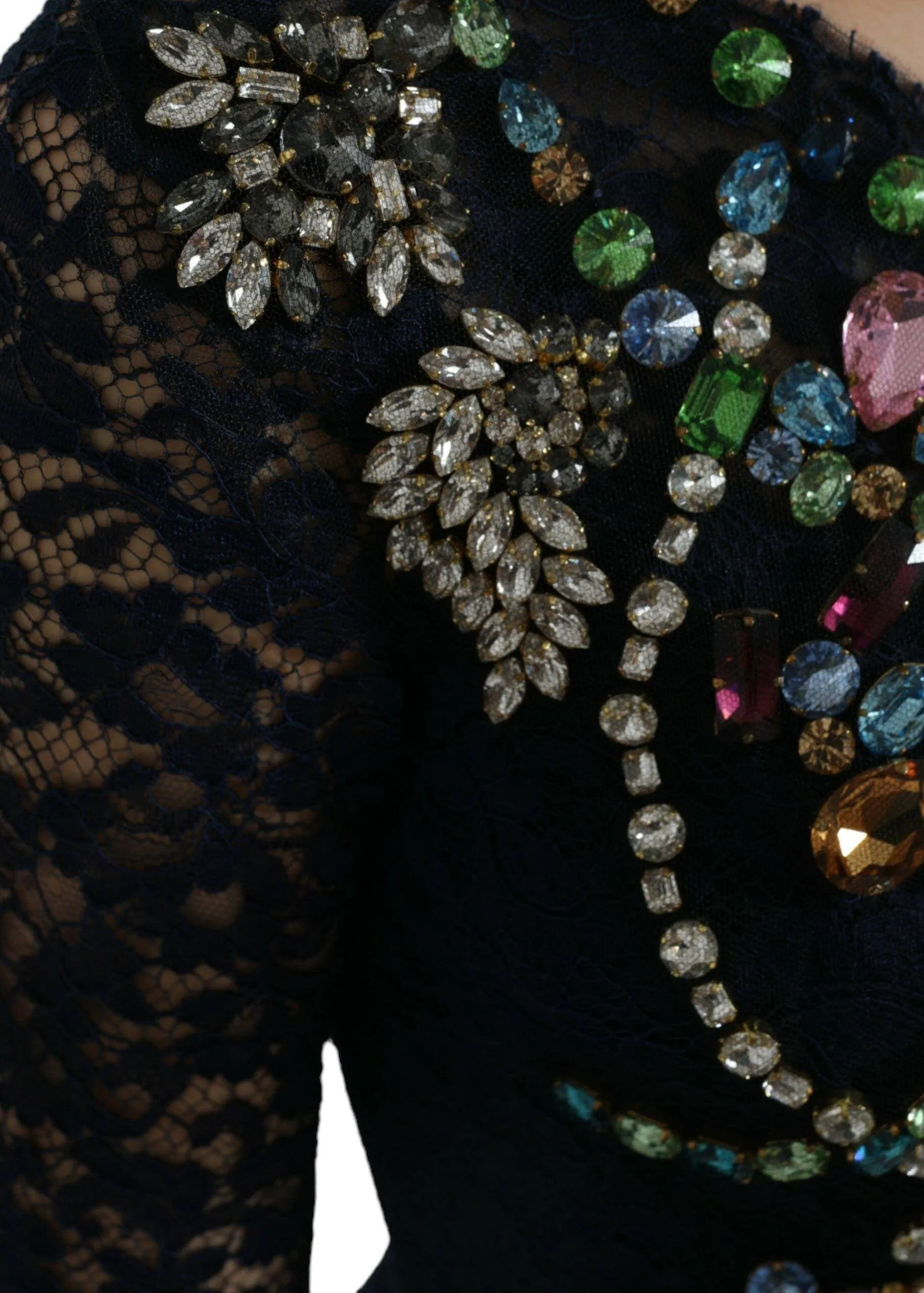 Dolce & Gabbana Crystal Floral Lace Gown