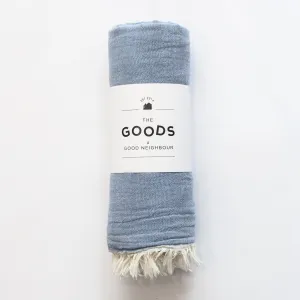 Double Gauze Beach Throw   Towel (Denim Blue)