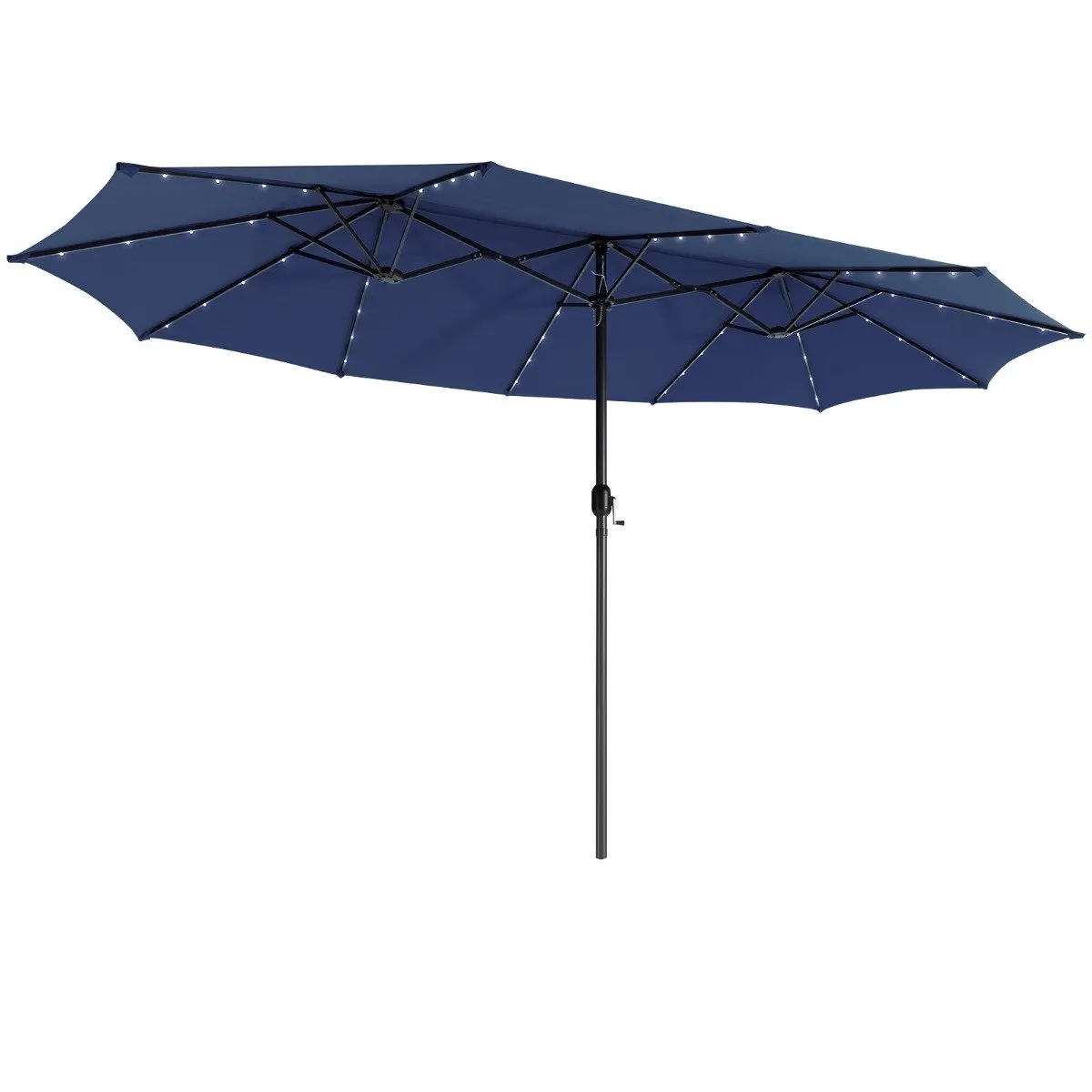 Double-Sided Outdoor Market Umbrella with Hand-Crank Mechanism-Navy