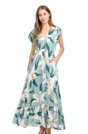 Floral Short Sleeve Maxi Dress