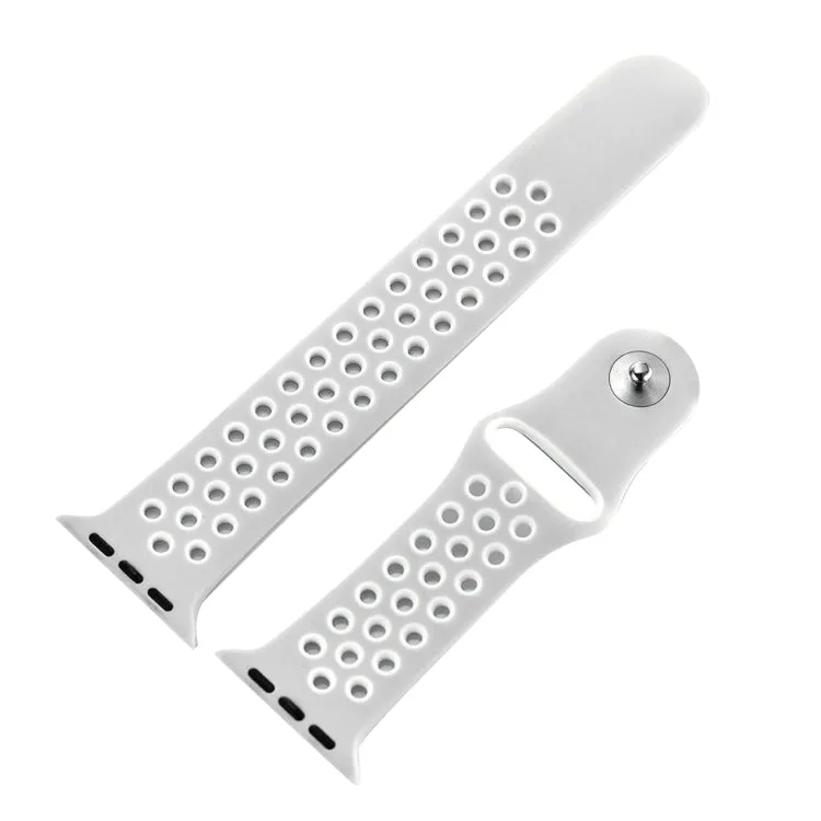 For Apple Watch Series 10 42mm / 9&8&7 41mm / SE 3&SE 2&6&SE&5&4 40mm / 3&2&1 38mm Fashionable Classical Silicone Sport Watch Band(Grey White)