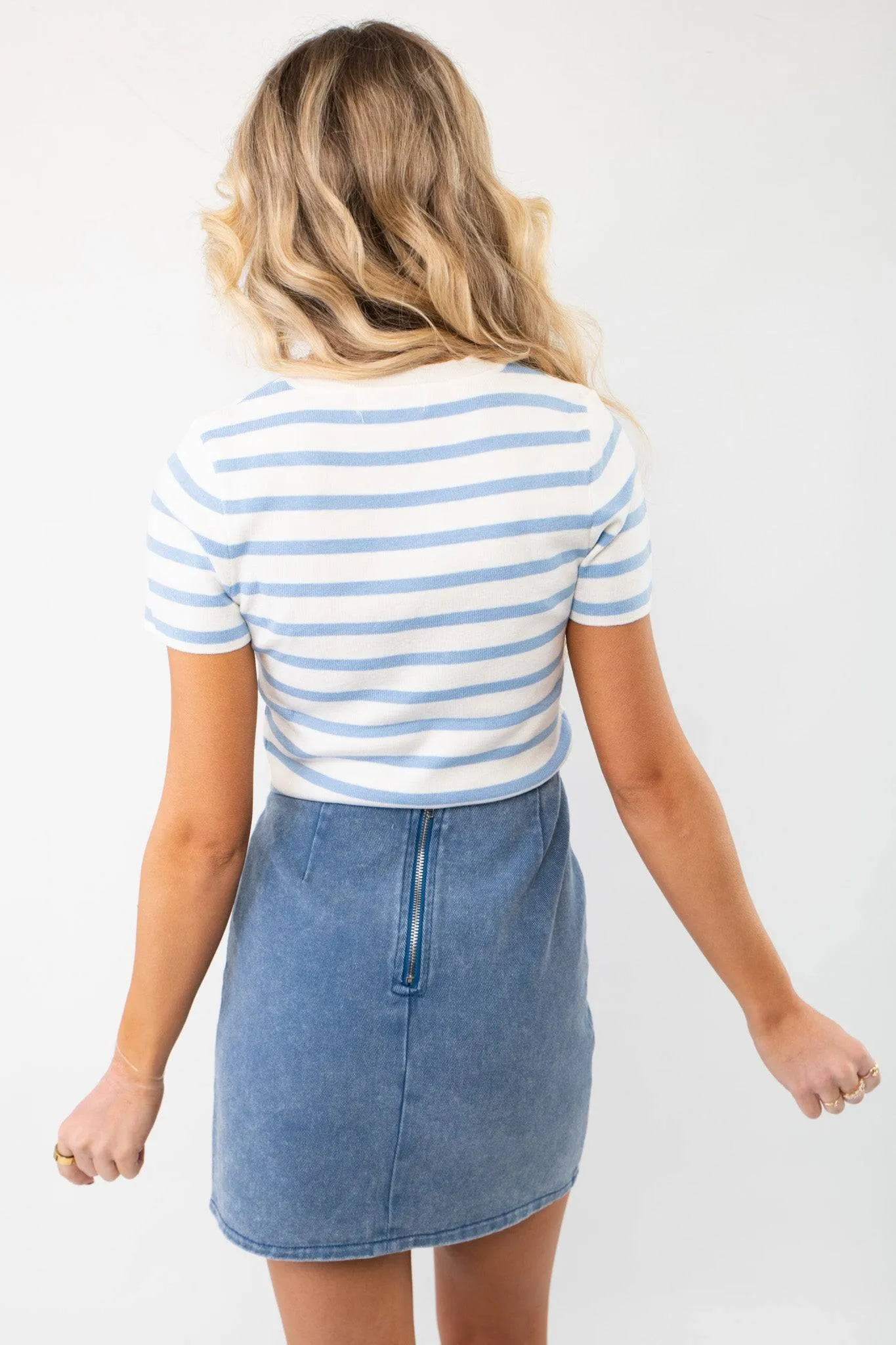Front Stitch Pocket Denim Skirt