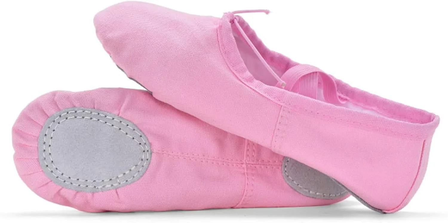 Girls Ballet Shoes Children Split Sole Ballet Slippers Baby Canvas Solid Cozy Soft Skin-Friendly Ballet Dancing Shoes for Kids