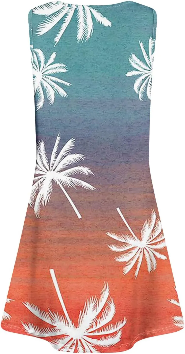 Going Out Dresses for Women Spring Tank Dress Flowy Sun Dresses Sleeveless Floral Print Dress Boho Summer Ruched Dress