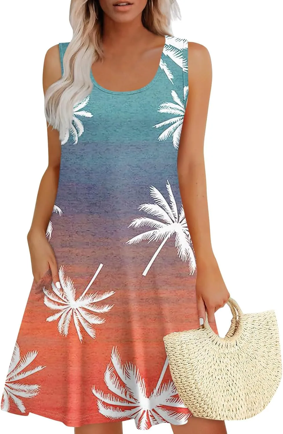 Going Out Dresses for Women Spring Tank Dress Flowy Sun Dresses Sleeveless Floral Print Dress Boho Summer Ruched Dress