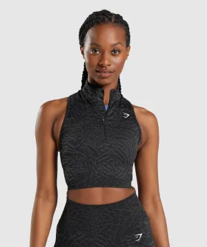Gymshark Adapt Animal Seamless Crop 1/2 Zip - Hybrid | Black