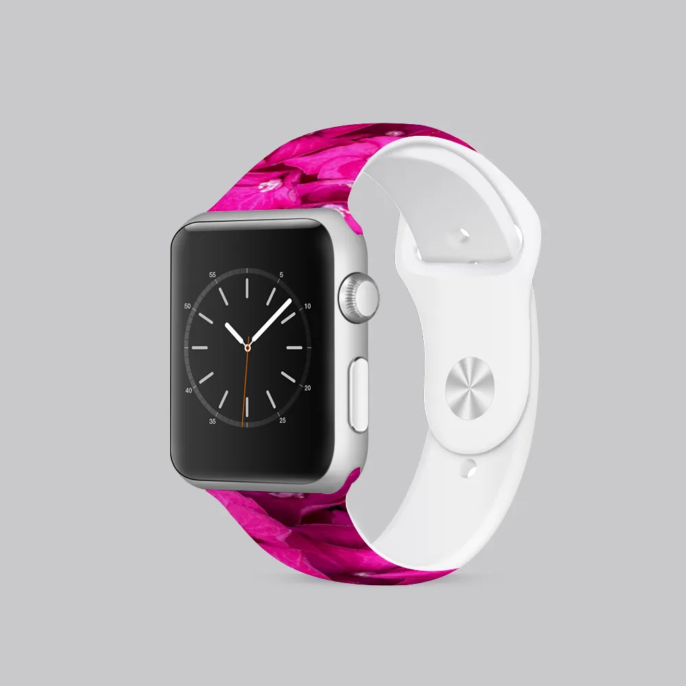 Hydrangeas Hot Pink Apple iWatch Replacement Strap TPU Rubber (FWS)