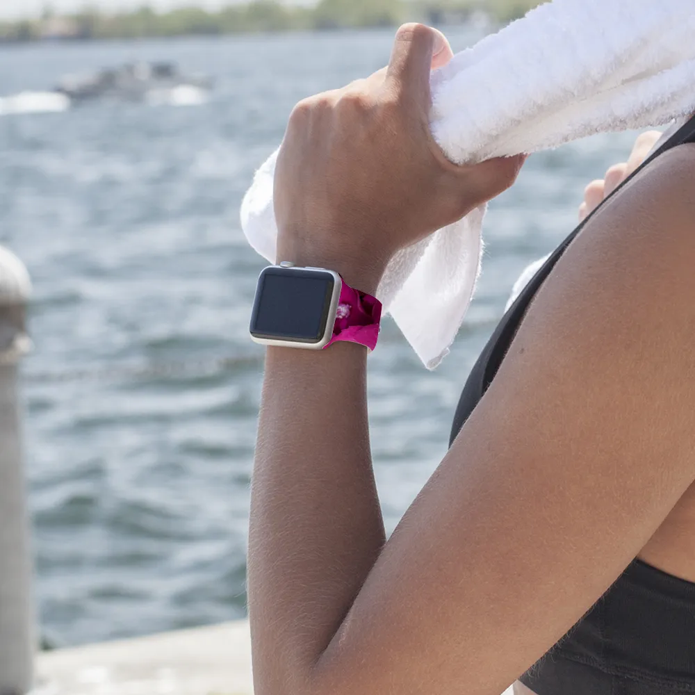 Hydrangeas Hot Pink Apple iWatch Replacement Strap TPU Rubber (FWS)