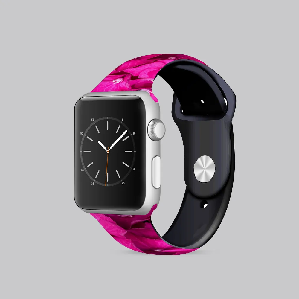 Hydrangeas Hot Pink Apple iWatch Replacement Strap TPU Rubber (FWS)