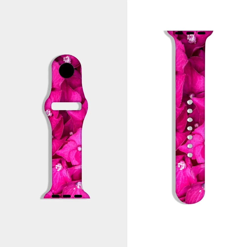 Hydrangeas Hot Pink Apple iWatch Replacement Strap TPU Rubber (FWS)
