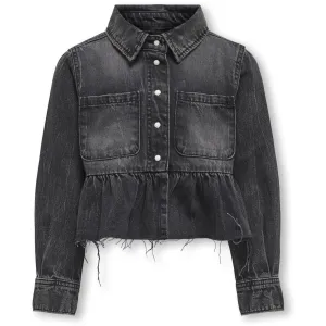 kids ONLY Washed Black Broadway Frill Denim Shirt Red Akm