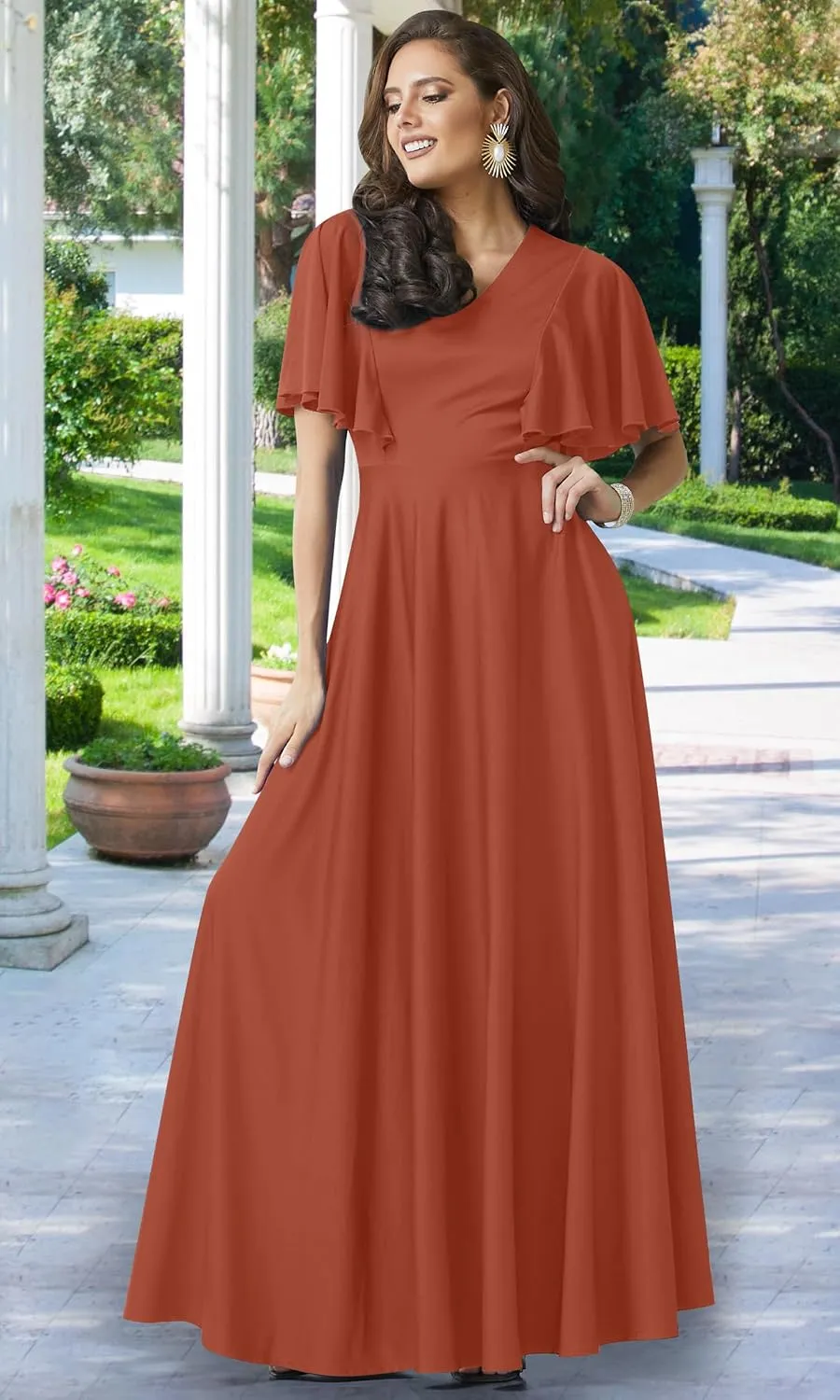 KOH KOH Womens Long Elegant Bridesmaid Evening Cocktail Modest Maxi Dress
