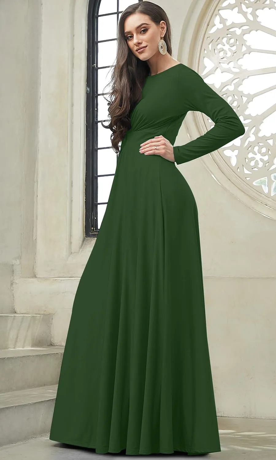 KOH KOH Womens Long Sleeve Flowy Empire Waist Fall Winter Party Gown