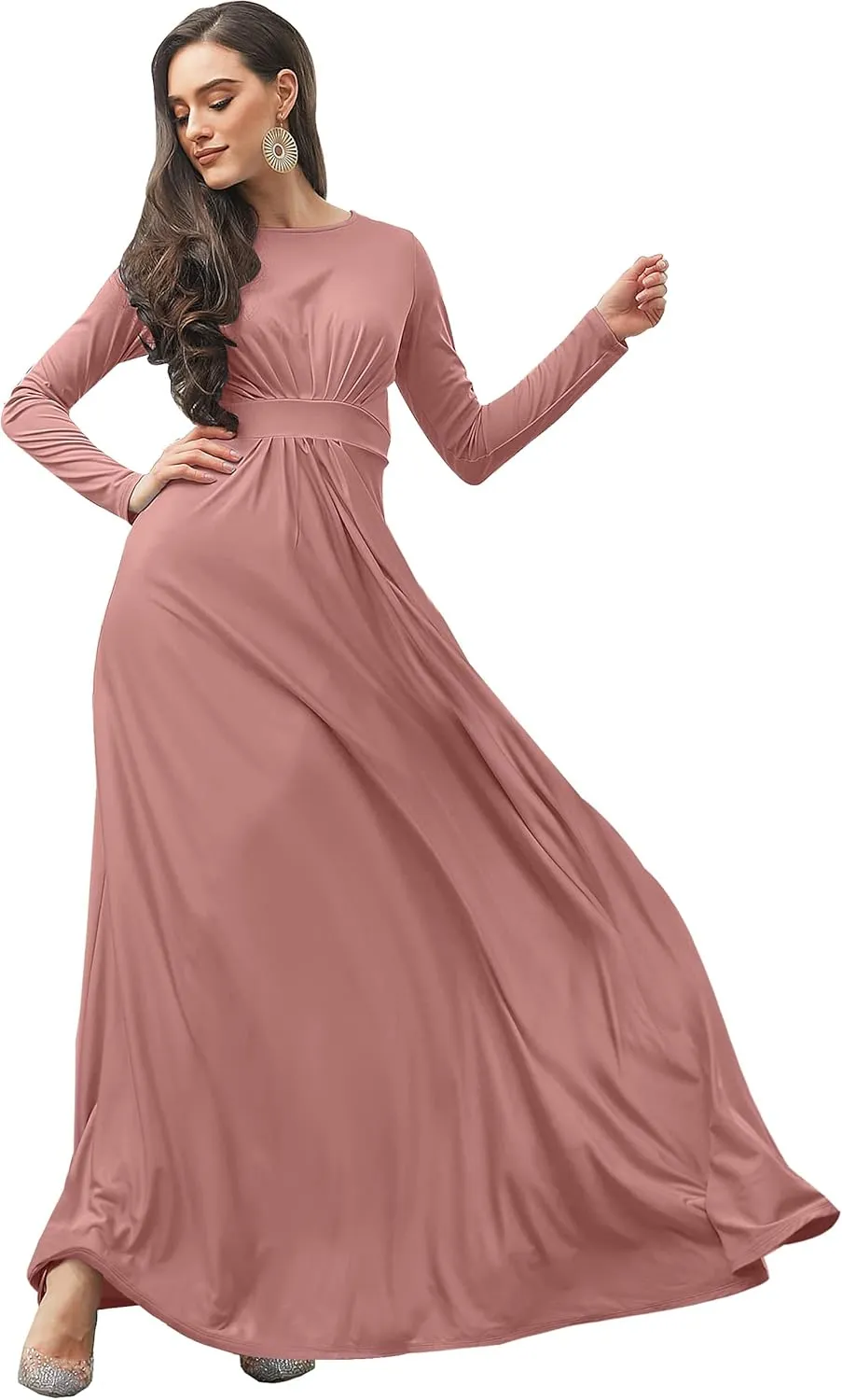 KOH KOH Womens Long Sleeve Flowy Empire Waist Fall Winter Party Gown