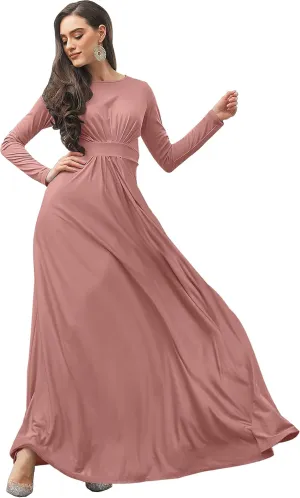 KOH KOH Womens Long Sleeve Flowy Empire Waist Fall Winter Party Gown