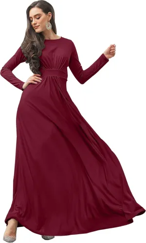 KOH KOH Womens Long Sleeve Flowy Empire Waist Fall Winter Party Gown