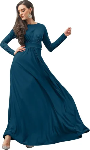 KOH KOH Womens Long Sleeve Soft Flowy Empire Waist Fall Winter Party Gown