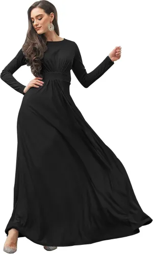 KOH KOH Womens Long Sleeve Soft Flowy Empire Waist Fall Winter Party Gown