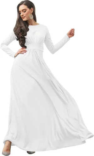 KOH KOH Womens Long Sleeve Soft Flowy Empire Waist Fall Winter Party Gown