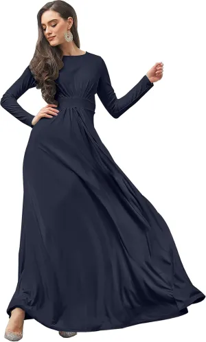KOH KOH Womens Long Sleeve Soft Flowy Empire Waist Fall Winter Party Gown