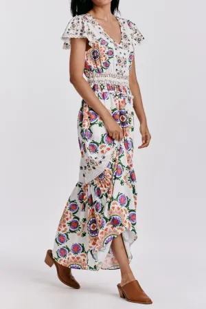 KRYS PEPLUM DRESS PLACED MEDALLION