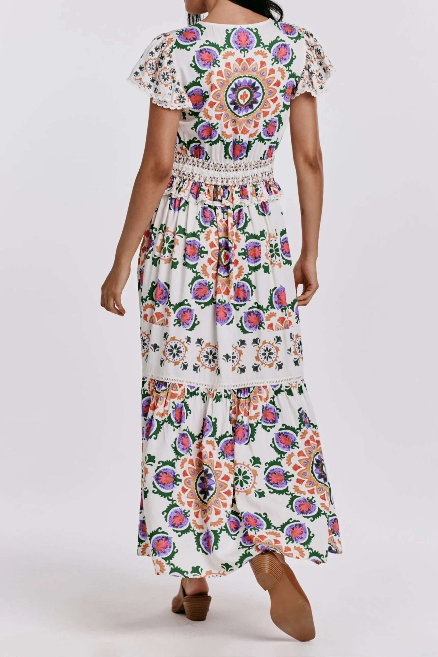 KRYS PEPLUM DRESS PLACED MEDALLION