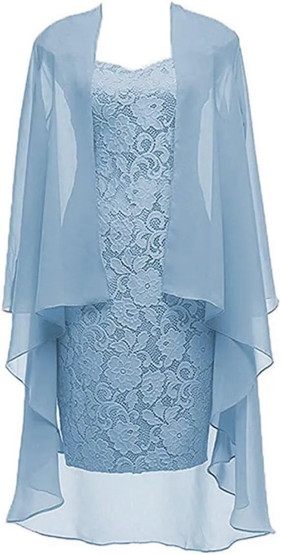 Lace Chiffon Mother of The Bride Dresses Tea Length Formal Mother Bride Dress with Jackets 2 Pieces Dresses 2025