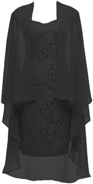 Lace Chiffon Mother of The Bride Dresses Tea Length Formal Mother Bride Dress with Jackets 2 Pieces Dresses 2025