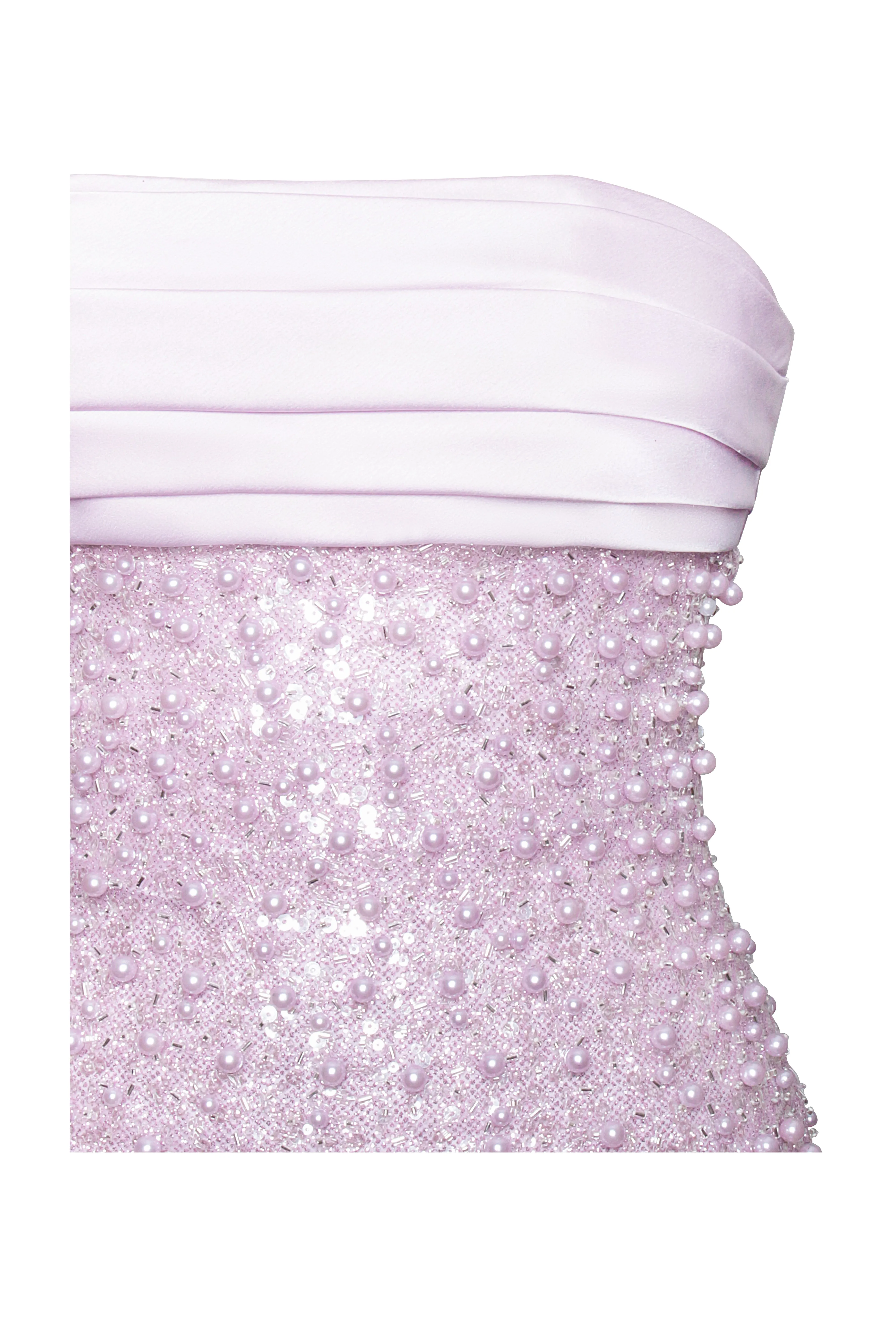 Lainey Purple Satin Sequin Graceful Pearls Beaded Maxi Dress