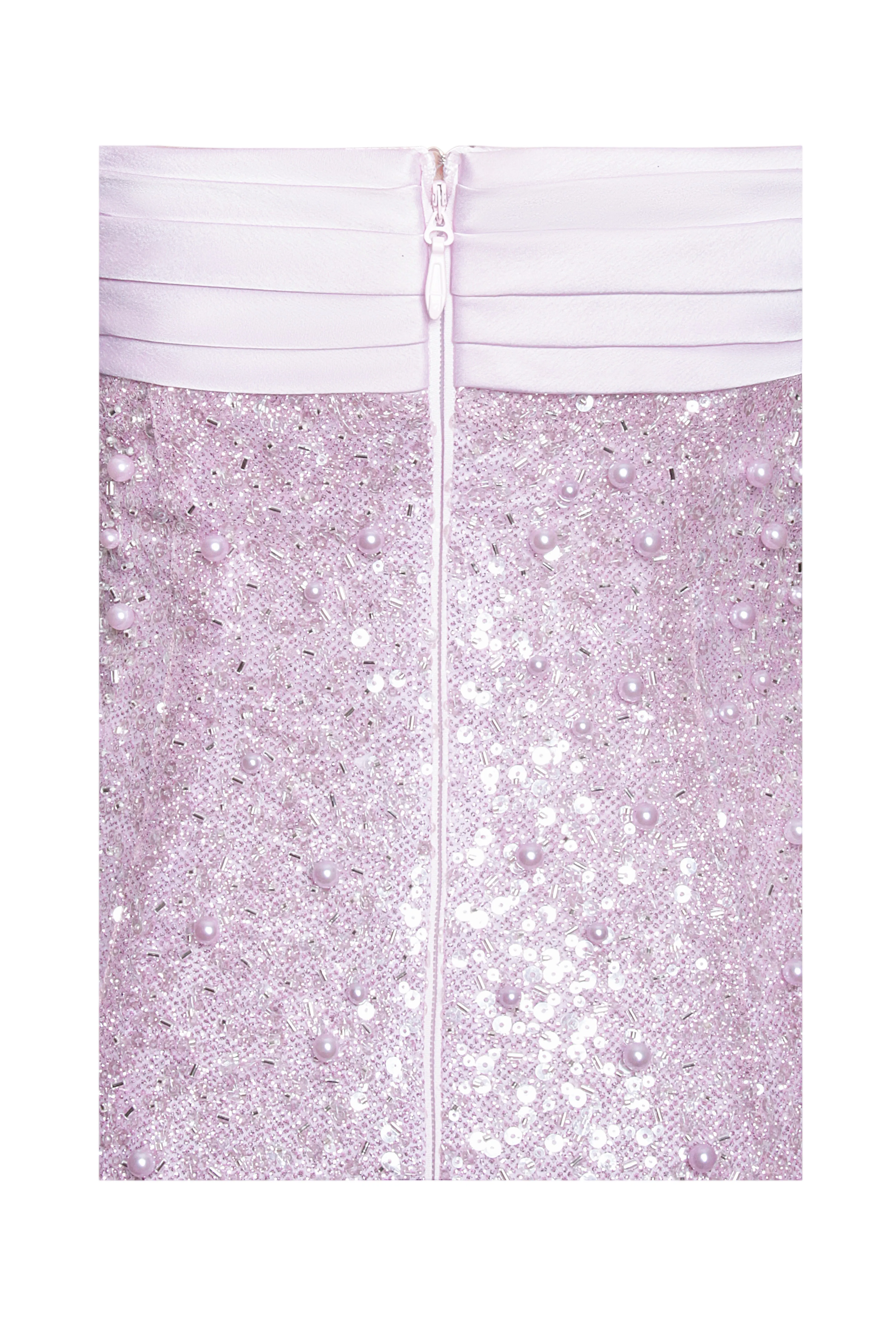Lainey Purple Satin Sequin Graceful Pearls Beaded Maxi Dress