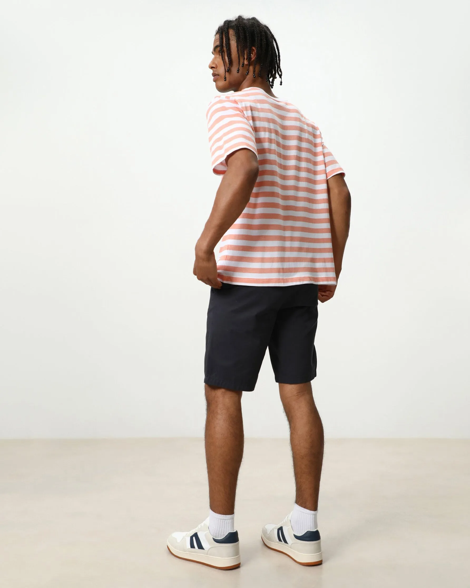 Lefties THICK STRIPE PRINTED T-SHIRT Orange/White
