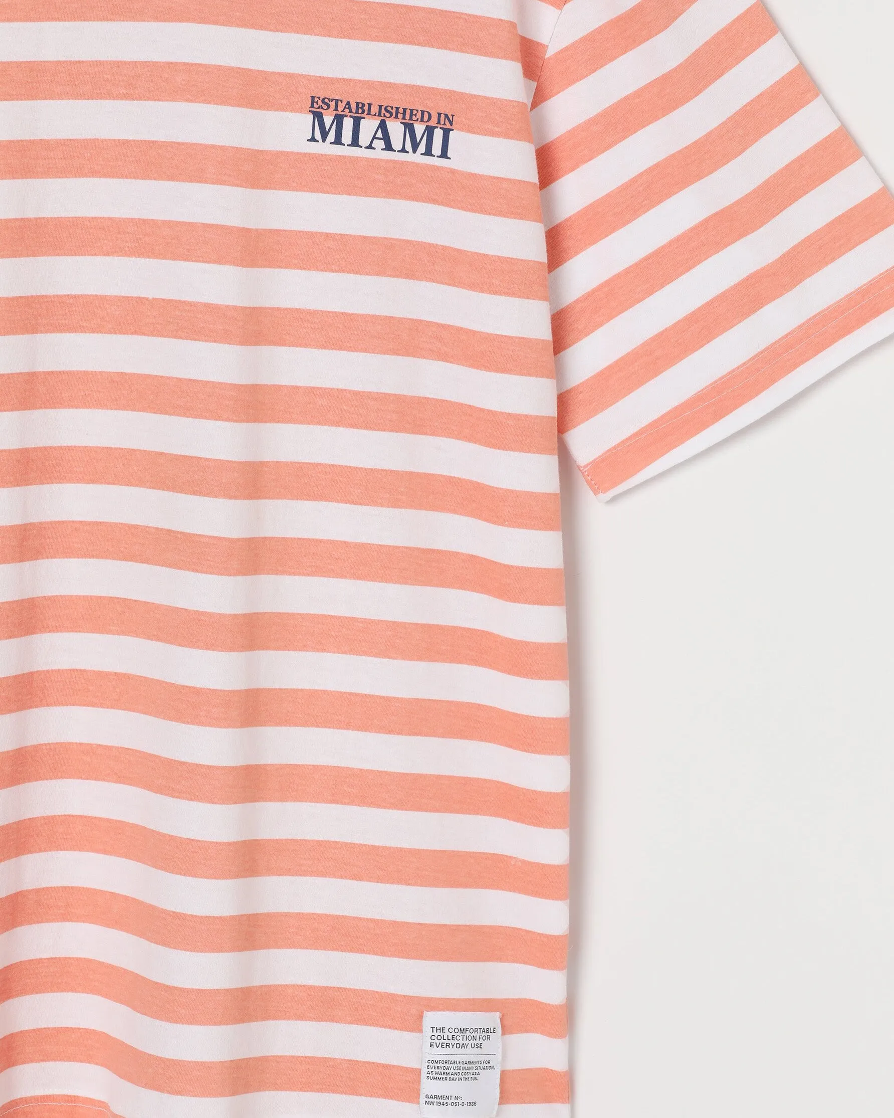 Lefties THICK STRIPE PRINTED T-SHIRT Orange/White
