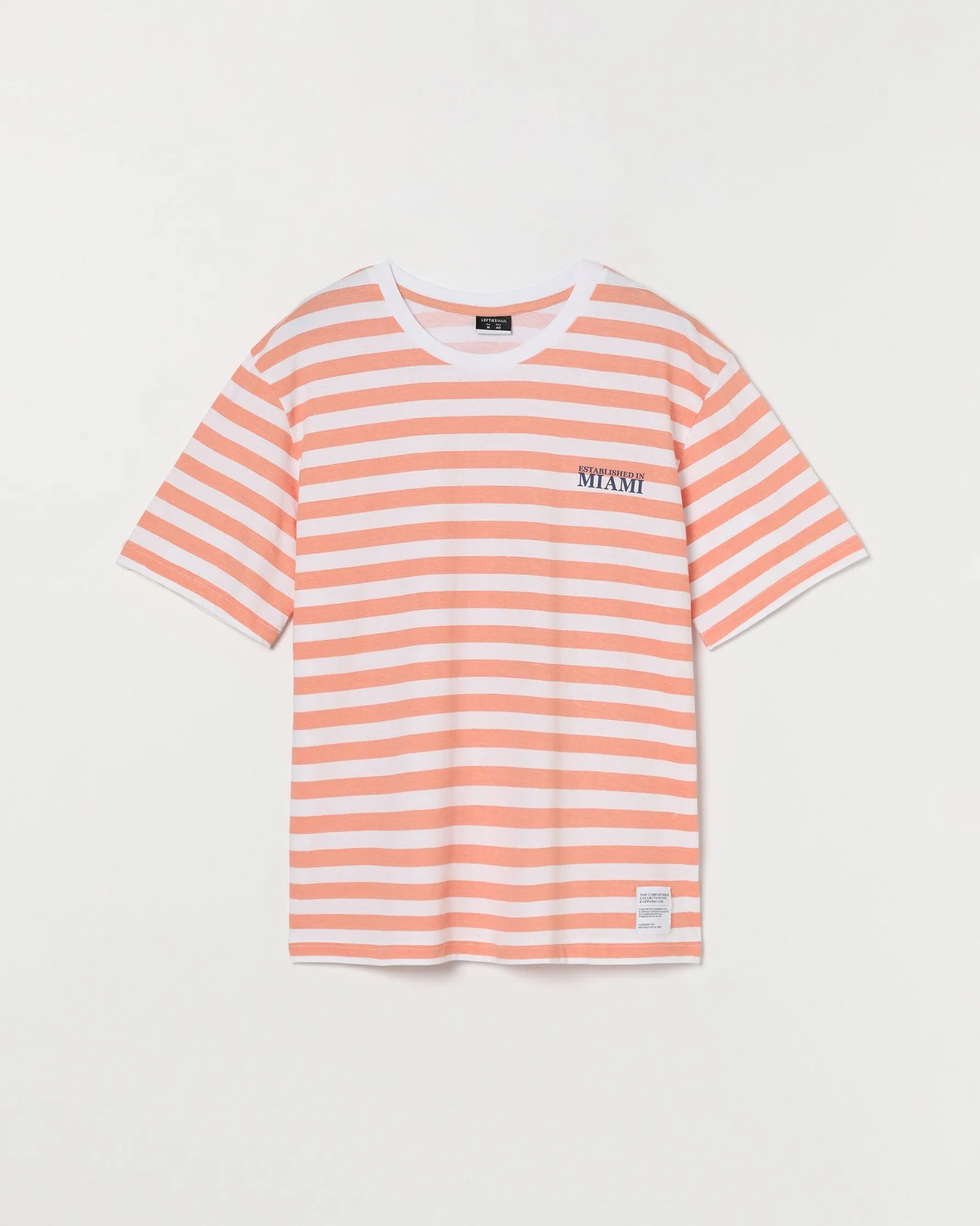 Lefties THICK STRIPE PRINTED T-SHIRT Orange/White