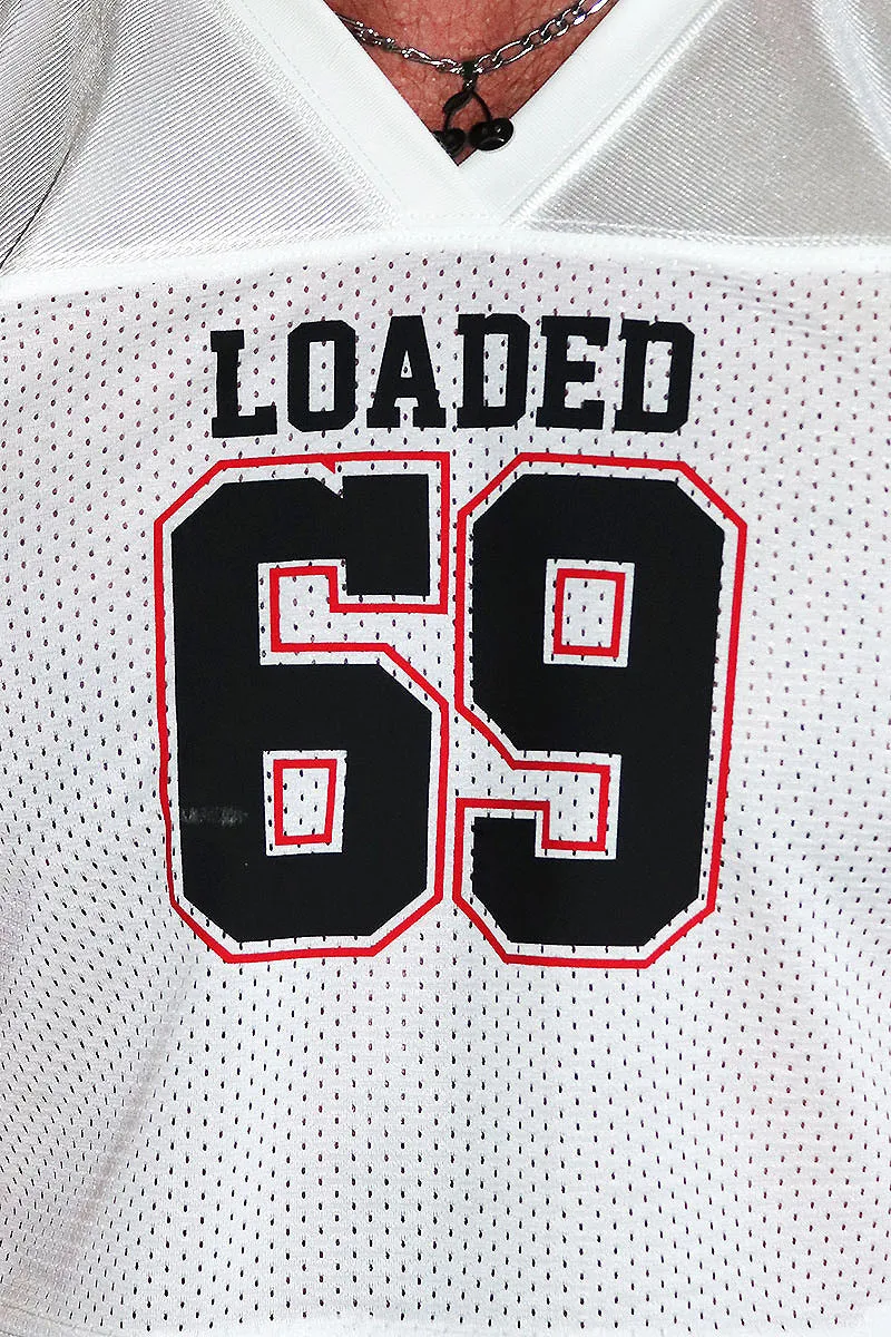 Loaded 69 Fitted Athletic Jersey Crop Tee- White
