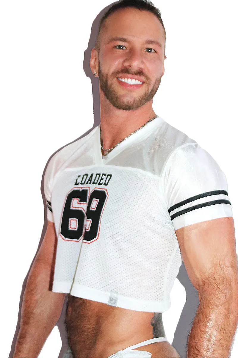 Loaded 69 Fitted Athletic Jersey Crop Tee- White